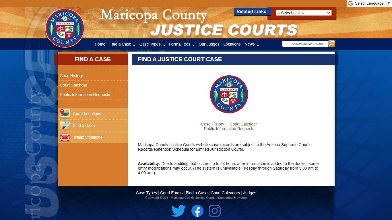 Find A Case - Maricopa County Justice Courts